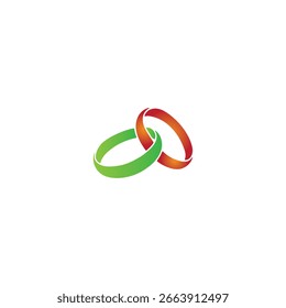 Diseño de Vector plano de icono de anillos de boda.