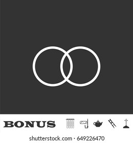 Wedding rings icon flat. White pictogram on black background. Vector illustration symbol and bonus icons