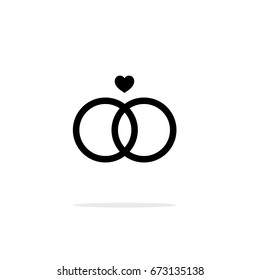 Wedding rings icon. Happy couple symbol. Flat design. Vector Illustration.