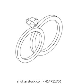 Wedding rings icon, isometric 3d style 