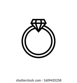 Wedding rings icon, jewelery sign in outline style on white background