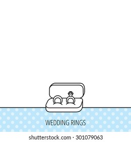 Wedding rings icon. Jewelry with diamond sign. Marriage symbol. Circles seamless pattern. Background with icon. Vector