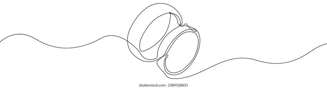 Wedding rings icon line continuous drawing vector. One line Wedding symbol icon vector background. United rings family icon. Continuous outline of a rings icons.