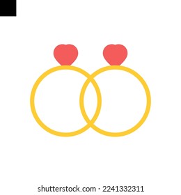wedding rings icon logo flat style vector