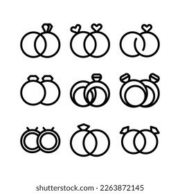 icono de anillos de boda o logotipo símbolo de signo aislado ilustración vectorial - iconos vectoriales de estilo negro de alta calidad