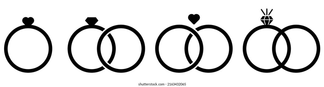 Wedding rings icon. Marital status icon. Design for web and mobile app. Vector illustration isolated on white background