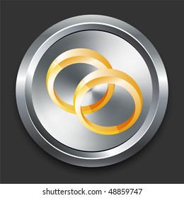 Wedding Rings Icon on Metal Internet Button Original Vector Illustration