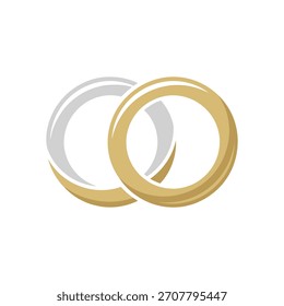 Wedding rings Icon on White Background Vector Art Illustration on white background.	