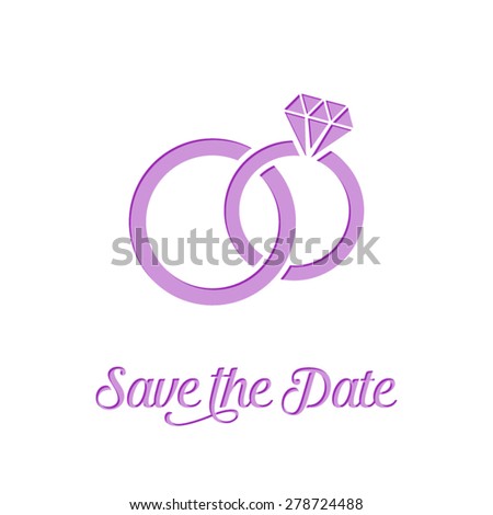 Wedding rings icon on white background creative card