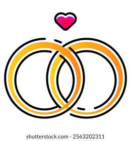 wedding rings icon outline gradient colour style. Suitable for website design, logo, app, UI and etc. Based on the size of the icon in general, so it can be reduced.