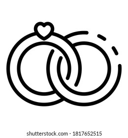 Icono de anillos de boda. Icono de vector de anillos de boda de contorno para diseño web aislado en fondo blanco