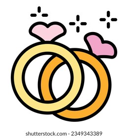 Wedding rings icon outline vector. Event service. Ceremony party color flat