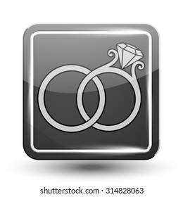 Wedding Rings Icon with Rounded Corners. Gray Colors