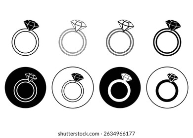 Wedding Rings Icon set. creative details Engagement Ring Icon vector illustration.