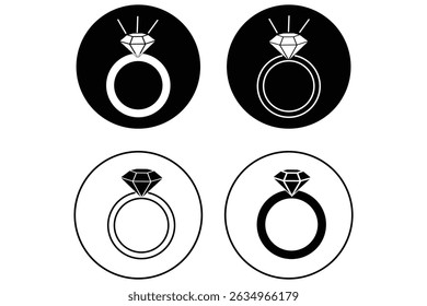 Wedding Rings Icon set. creative details Engagement Ring Icon vector illustration.