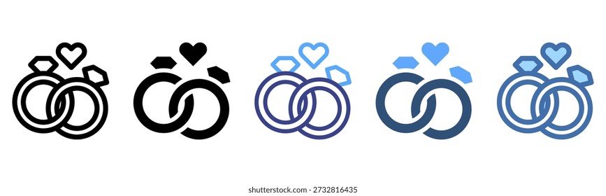 Wedding Rings icon set multiple style collection