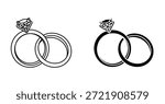 Wedding rings icon set. Wedding rings vector symbol in black filled and outlined style.