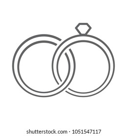 Wedding rings icon, simple illustration