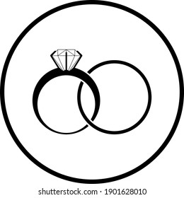 Icono De Anillos De Boda. Diseño delgado del patrón de círculo. Ilustración vectorial.