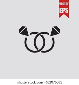 Wedding rings icon in trendy isolated on grey background.Vector illustration.