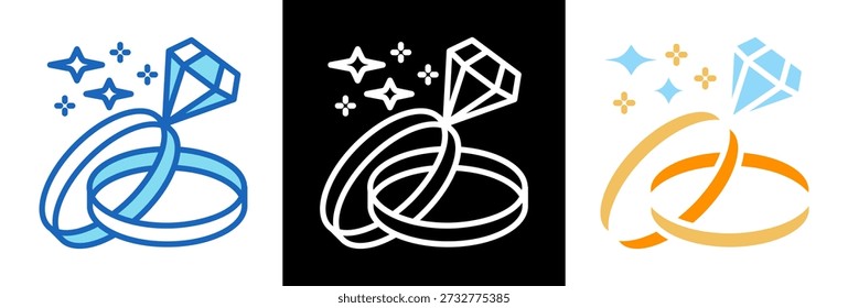 Wedding Rings Icon triplestyle Vector Illustration