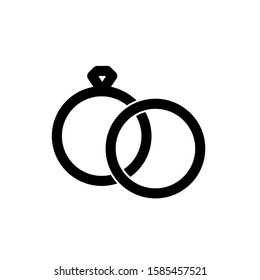 Wedding rings icon, vector illustration. Flat design style. vector wedding rings icon illustration isolated on White background, wedding rings icon Eps10. 