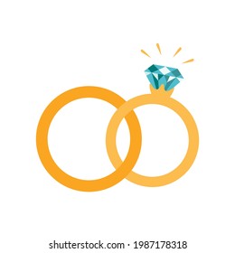 Icono de anillos de boda. Ilustración vectorial aislada en fondo blanco.
