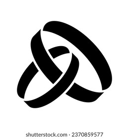 Vector de icono de anillos de boda. Signo de ilustración de bodas. Símbolo de joyas o logotipo.