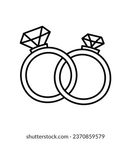 Wedding rings icon vector. Wedding illustration sign. Jewel symbol or logo.