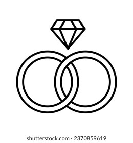 Wedding rings icon vector. Wedding illustration sign. Jewel symbol or logo.