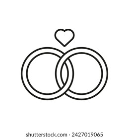 Wedding rings icon. Vector. Line style.