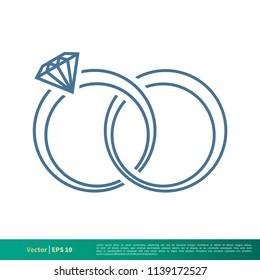 Wedding Rings Icon Vector Logo Template Illustration Design. Vector EPS 10.
