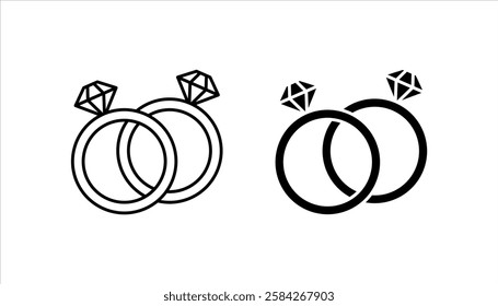Wedding Rings icons. Wedding Ring With Diamond. Engagement Ring. Engagement diamond ring.