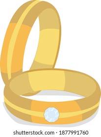 Wedding rings, illustration, vector on white background