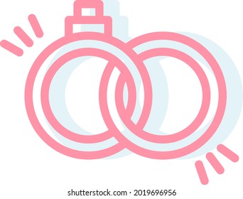 Anéis de casamento, ilustração, vetor em um fundo branco.