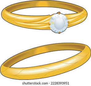 Wedding Rings Jewelry Vector Illustration