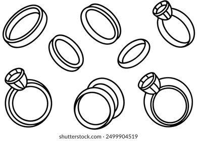 Wedding Rings Line Art Classic Charm for Elegant Celebrations