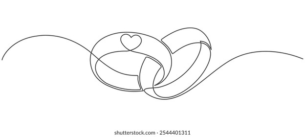 Wedding rings line art style vector illustration