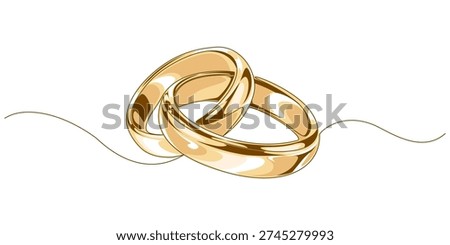 wedding rings line art style vector illustration isolated on white