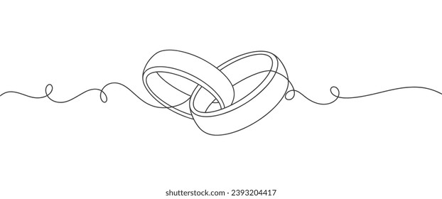 Ilustración vectorial de línea de anillos de boda