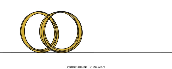 Wedding rings line art vector illustration