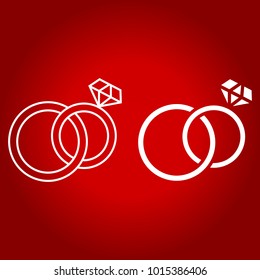 Wedding rings line and glyph icon