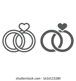 Wedding Rings line and glyph icon, valentine and holiday, engagement sign, vector graphics, a linear pattern on a white background, eps 10