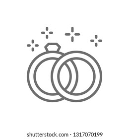 Wedding rings line icon.