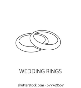icono de línea de anillos de boda
