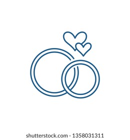 Wedding rings line icon concept. Wedding rings flat  vector symbol, sign, outline illustration.