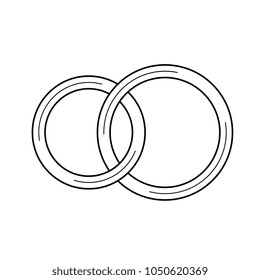 Wedding rings line icon isolated on white background. Vector line icon of jewelry - wedding rings for infographic, website or app.