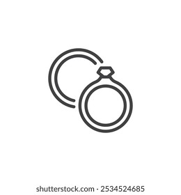 Wedding Rings line icon. linear style sign for mobile concept and web design. Two rings outline vector icon. Marriage symbol, logo illustration. Vector graphics