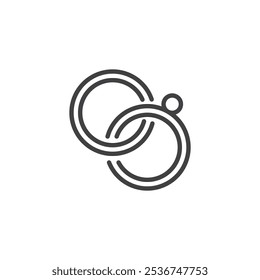 Wedding Rings line icon. linear style sign for mobile concept and web design. A pair of interlocked rings outline vector icon. Symbol, logo illustration. Vector graphics