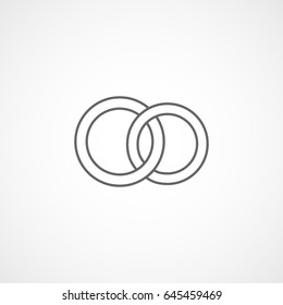 Wedding Rings Line Icon On White Background